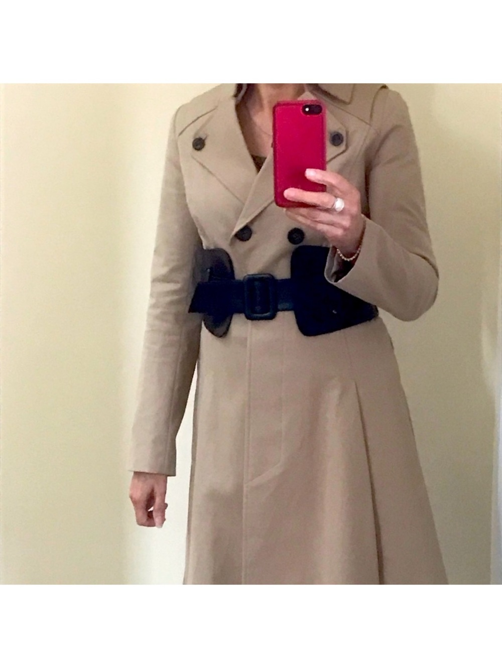 Mackage Double-Breasted Flared Trench Coat Tan/Beige (No Belt) - Size XS